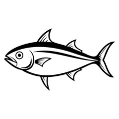High-Quality Black Tuna Fish Vector Silhouette Design on Transparent Background