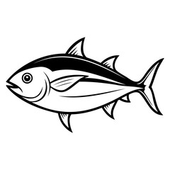Tuna Fish Silhouette Vector Black Illustration Isolated on Transparent Background
