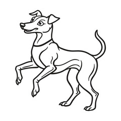 Dancing Dog Outline Vector Illustration