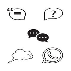 Set of 5 outline speech bubble and with floral  bubble, speech bubble silhouette editable vector isolated 