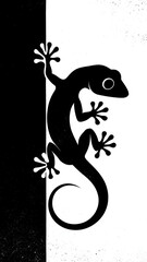 Obraz premium Elegant Black and White Gecko Silhouette Design
