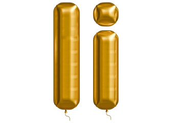 Golden balloons in shape of English letters I uppercase and lowercase. concept of design postcards, educational materials, celebrations, birthdays, anniversaries, and special events. 3D illustration