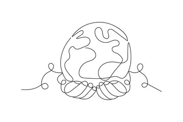 Earth globe one line drawing of world map minimalist vector illustration isolated out line vector
