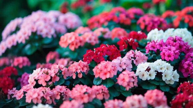 A lively collection of cyclamen blooms in different shades, showcased in a verdant environment, forming a bright and revitalizing floral display.