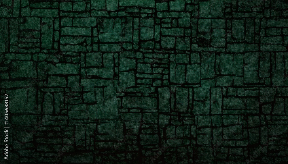 Poster ancient green stone wall texture for medieval game background, fantasy dungeon design, or 3d modeling reference

