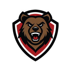 A vector art logo illustration of a wild bear mascot logo in vintage sports badge design.eps