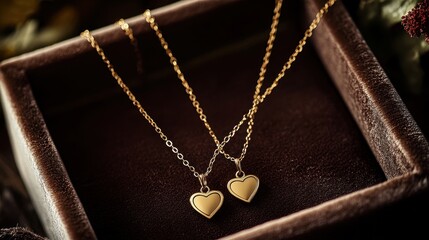 Elegant Heart-Shaped Gold Necklace Displayed in a Luxurious Box
