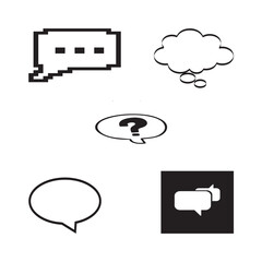 Set of 5 outline speech bubble and with floral  bubble, speech bubble silhouette editable vector isolated 