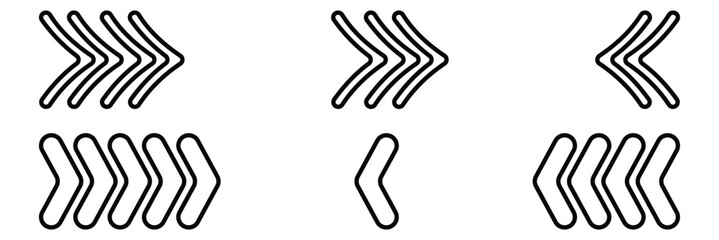 Arrow chevron symbol. Black arrows symbols set. Blend effect. Vector isolated on white background.