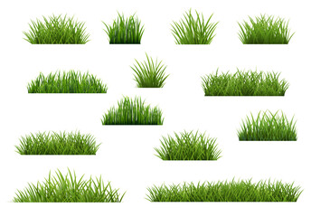 Green Grass Borders Set Isolated