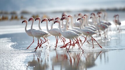 Fototapeta premium Flamingos Flamingos Dancing Moment Salt 9it2h2h Shimmering