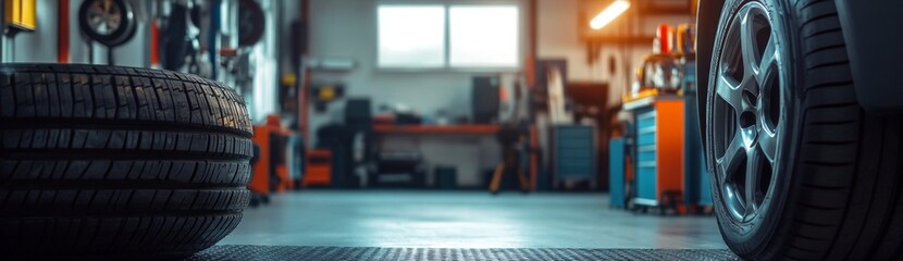 Obraz premium Tire and Garage Interior