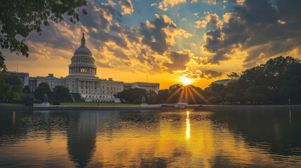 Obraz premium a photo of full coverage white house during sunrise