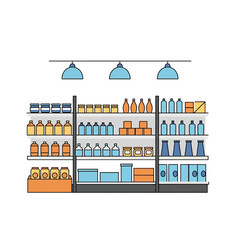 Store Shelf Display: A neatly arranged store shelf showcasing a variety of products under soft, ambient lighting. Illustrating organized retail.