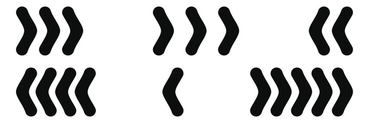 Arrow chevron symbol. Black arrows symbols set. Blend effect. Vector isolated on white background.