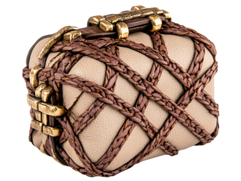 Isolated Leather Texture Braided Belt Accessory on Transparent Background