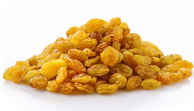 yellow rasins on white background