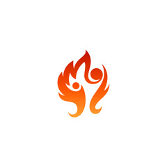 fire element logo with people icon in flat design