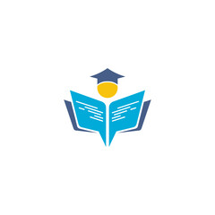 graduation book logo with flat vector design style