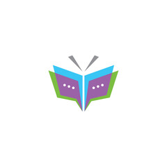 chat book logo with flat vector design style