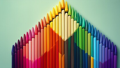 Obraz premium colorful crayons lined up in an arrow shape