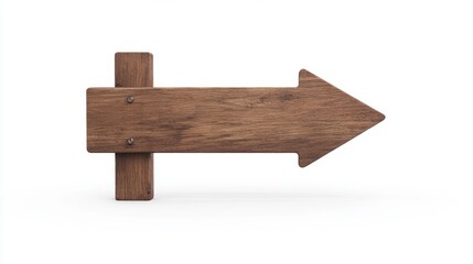 Wooden arrow signpost on white background, clean and simple design, conveying direction and clarity.
