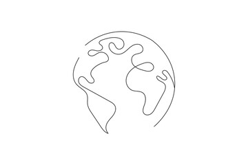 Earth globe one line drawing of world map minimalist vector illustration isolated out line vector

