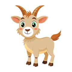 Cheerful Goat Vector Icon Illustration
