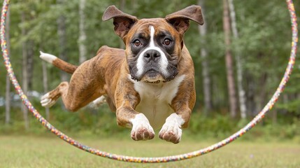  Dog Jumping Through A Hoop In The Air