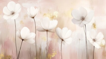 Delicate white flowers in soft pastel colors, artistic floral design