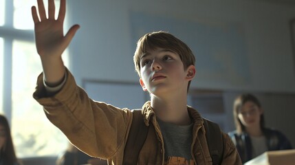  A Young Boy That Is Standing In A Classroom