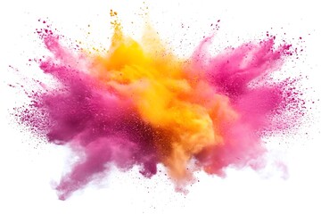 Multicolor powder explosion on White background. stock photo.Abstract powder splatted background.
