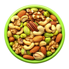 Isolated Photo of a Mixed Nuts Bowl with Healthy Food on Transparent Background