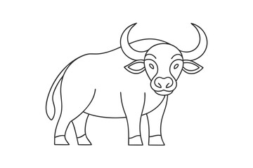 Fototapeta premium Simple Outline Of A Water Buffalo Illustration Isolated On White Background