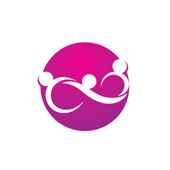 Adoption community unity and group people work  family care logo vector