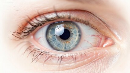 Eye Transplant. Corneal Transplant Close-up of a human eye with detailed iris and eyelashes, showcasing intricate textures.