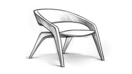 Fototapeta premium Pencil sketch representing modern sleek minimalist chair design