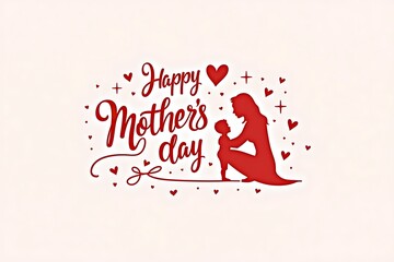 A minimalist mother's day card with red and white line art