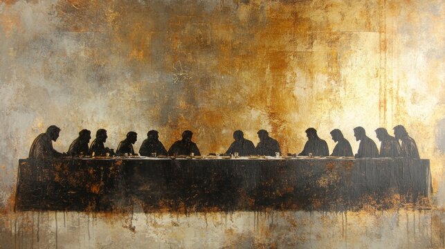 Silhouetted figures at a long table a gathering of unity and reflection