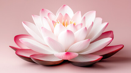 Pink and White Water Lily with Water Droplets on Pale Pink Background