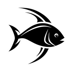 Obraz premium vector illustration of a sea fish. black , flat