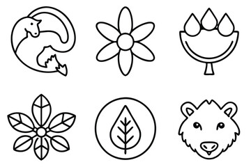 Biodiversity symbol line art expression of earth diversity