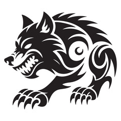 tribal tattoo wolf designs. Vector Black silhouettes. with white background