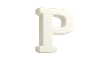 Closeup of a white plastic letter p, study in typography and minimalist design