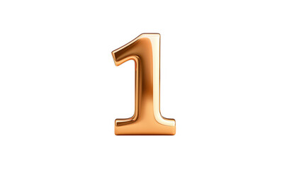 Shining gold number one on white background, symbol of achievement and leadership