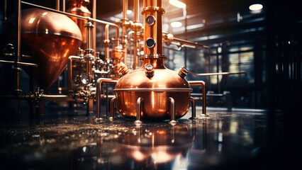 A collection of copper items arranged in a still life composition