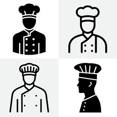Chef icons set in different styles for restaurant and culinary-related designs