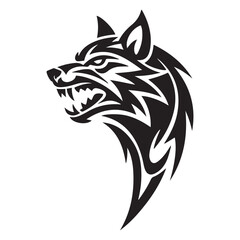 tribal tattoo wolf designs. Vector Black silhouettes. with white background