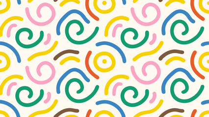 Memphis geometric seamless pattern. Cute kid doodle design-17