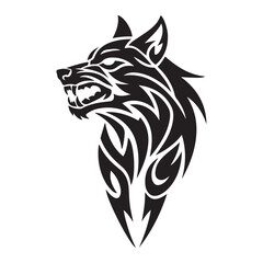 tribal tattoo wolf designs. Vector Black silhouettes. with white background